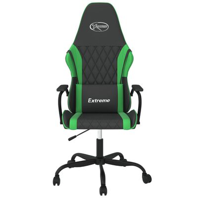 vidaXL Silla gaming de masaje cuero sintético negro y verde