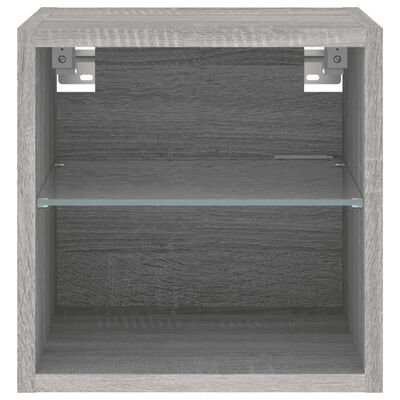 vidaXL Mueble de TV de pared con luces LED gris Sonoma 30x28,5x30 cm