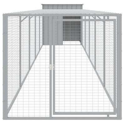 vidaXL Gallinero con corral acero galvanizado gris claro 110x609x110cm