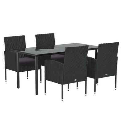 vidaXL Set de muebles jardín 5 pzas con cojines ratán sintético negro