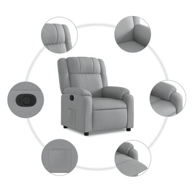 vidaXL Sillón reclinable de tela gris claro