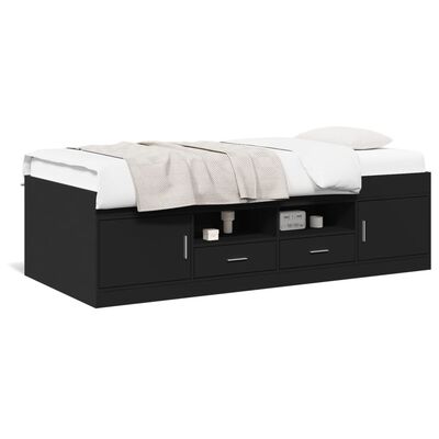 vidaXL Sofá cama con cajones sin colchón negro 75x190 cm