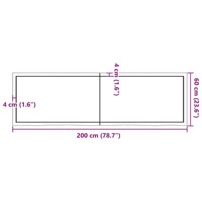 vidaXL Tablero de mesa madera maciza roble sin tratar 200x60x(2-6) cm