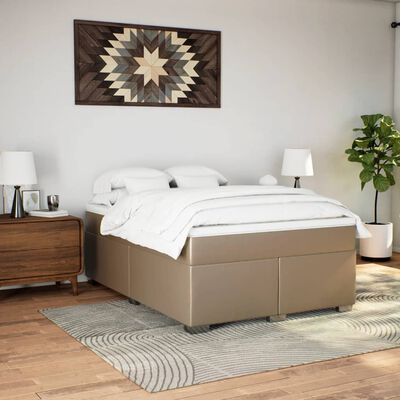 vidaXL Cama box spring con colchón cuero sintético capuchino 140x200cm