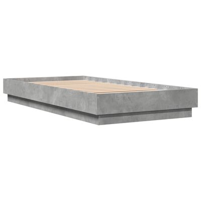 vidaXL Estructura de cama madera de ingeniería gris hormigón 75x190 cm