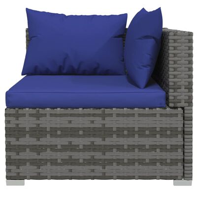 vidaXL Set de muebles de jardín 10 pzas y cojines ratán sintético gris