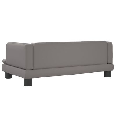 vidaXL Sofá para niños de cuero sintético gris 80x45x30 cm