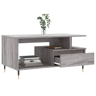 vidaXL Mesa de centro madera contrachapada gris Sonoma 90x49x45 cm