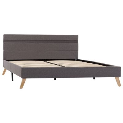 Estructura de cama con cabecera de MDF tapizada en tela poliéster color  gris oscuro de 160x200
