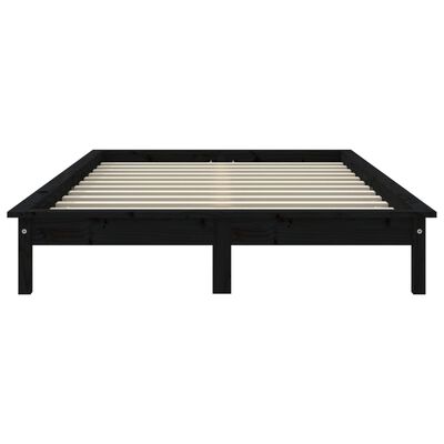 vidaXL Estructura de cama madera maciza de pino negro 140x200 cm