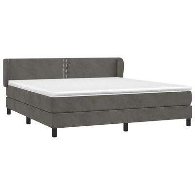 vidaXL Cama box spring con colchón terciopelo gris oscuro 180x200 cm