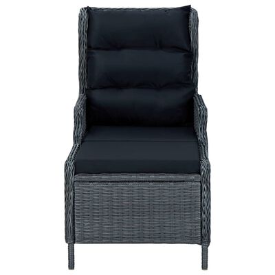 vidaXL Silla de jardín reclinable con reposapiés ratán PE gris oscuro