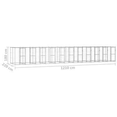 vidaXL Perrera de exterior de acero galvanizado con techo 26,62 m²