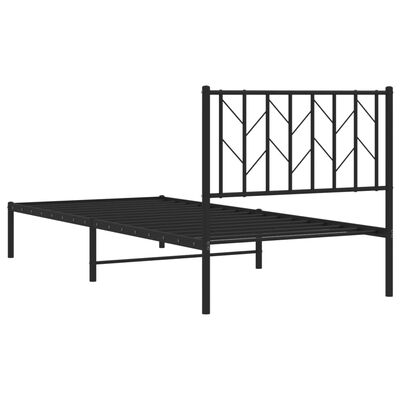 vidaXL Estructura de cama con cabecero metal negro 90x200 cm