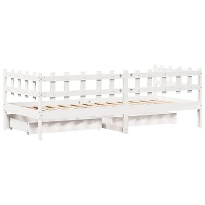 vidaXL Sofá cama con cajones madera maciza de pino blanca 80x200 cm