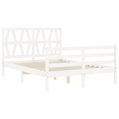 vidaXL Estructura de cama con cabecero madera maciza blanco 140x200 cm