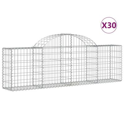 vidaXL Cestas de gaviones 30 uds forma de arco hierro 200x30x60/80 cm