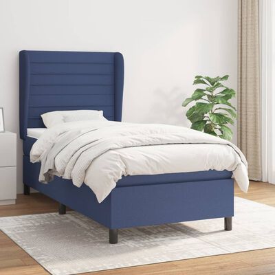 vidaXL Cama box spring con colchón tela azul 80x200 cm