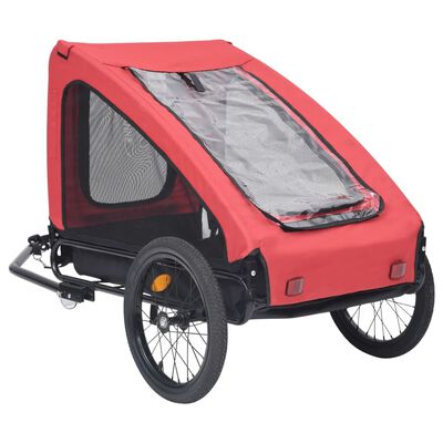 vidaXL Remolque de bicicleta para mascotas rojo y negro