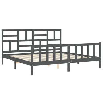 vidaXL Estructura de cama con cabecero madera maciza gris 200x200 cm