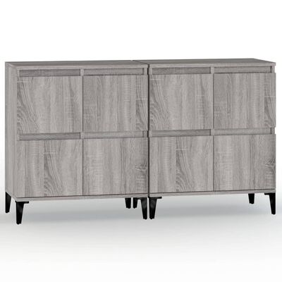 vidaXL Aparadores 2 uds madera contrachapada gris Sonoma 60x35x70 cm