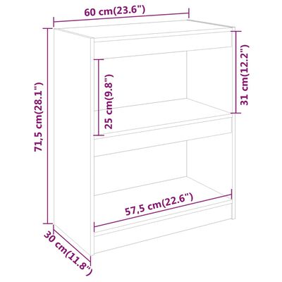 vidaXL Estantería/divisor de espacios madera pino blanco 60x30x71,5 cm