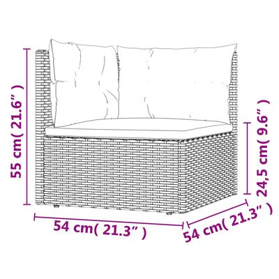 vidaXL Set de muebles de jardín 9 pzas y cojines ratán sintético gris