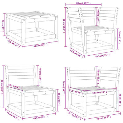 vidaXL Juego de muebles de jardín 8 pzas madera maciza abeto Douglas