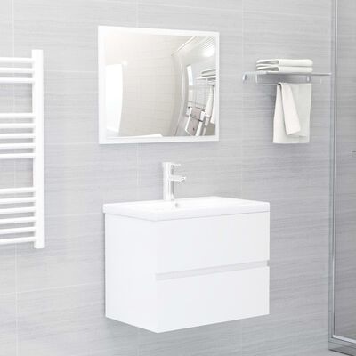 vidaXL Juego de muebles de baño madera de ingeniería blanco brillo