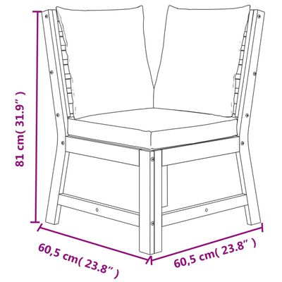 vidaXL Juego comedor jardín con cojines 9 piezas madera maciza acacia