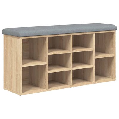 vidaXL Banco zapatero madera de ingeniería roble Sonoma 102x32x50 cm