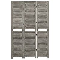 vidaXL Biombo de 3 paneles de madera maciza gris 106,5x166 cm