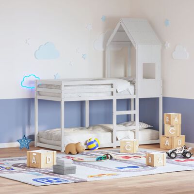 vidaXL Techo de cama infantil madera maciza pino blanco 55x84x132 cm