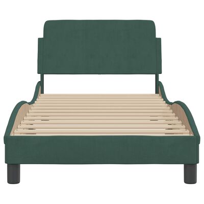 vidaXL Estructura cama con cabecero terciopelo verde oscuro 90x190 cm