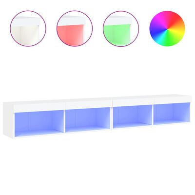 vidaXL Muebles de TV con luces LED 2 uds blanco 100x30x30 cm