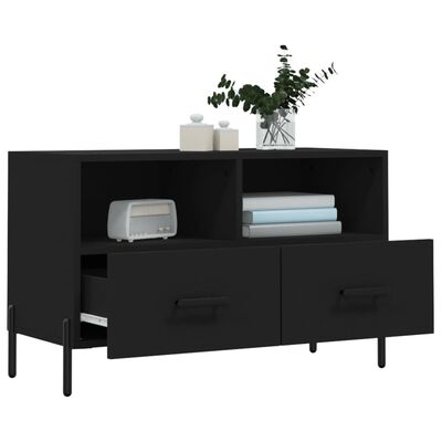 vidaXL Mueble para TV madera contrachapada negro 80x36x50 cm