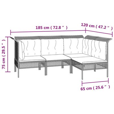 vidaXL Set de muebles de jardín 8 pzas y cojines ratán sintético gris