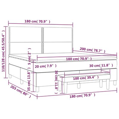 vidaXL Cama box spring con colchón tela negro 180x200 cm