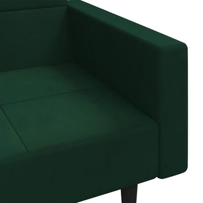 vidaXL Sofá cama de 2 plazas con dos almohadas terciopelo verde oscuro