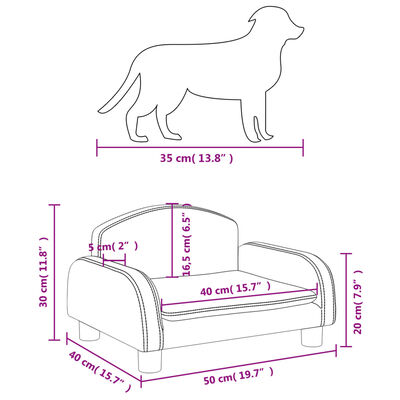 vidaXL Cama para perros de cuero sintético negra 50x40x30 cm