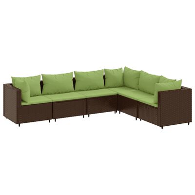 vidaXL Set muebles de jardín 6 piezas y cojines ratán sintético marrón