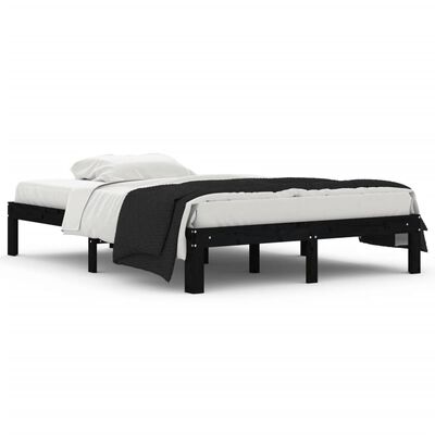 vidaXL Estructura de cama doble madera maciza negra 135x190 cm