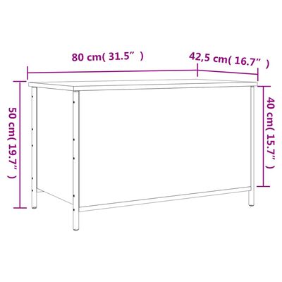 vidaXL Banco almacenaje madera ingeniería roble ahumado 80x42,5x50 cm