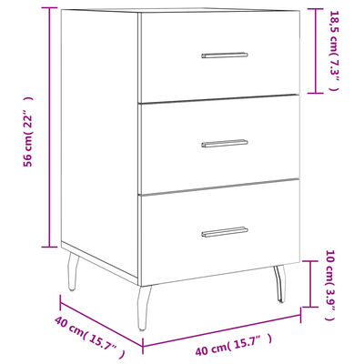 vidaXL Mesita de noche madera de ingeniería marrón roble 40x40x66 cm