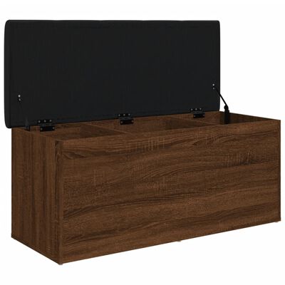 vidaXL Banco con almacenaje madera ingeniería roble marrón 102x42x45cm