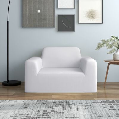 vidaXL Funda elástica para sillón poliéster jersey blanca