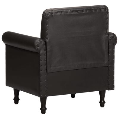 vidaXL Sillón butaca de cuero auténtico negro