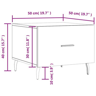 vidaXL Mesa de centro madera contrachapada gris Sonoma 50x50x40 cm