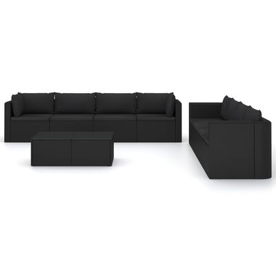 vidaXL Set muebles de jardín 9 piezas y cojines ratán sintético negro