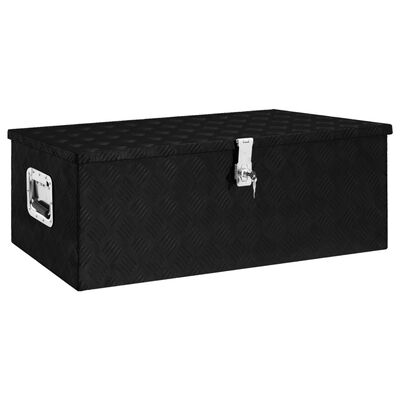 vidaXL Caja de almacenaje de aluminio negro 90x47x33,5 cm